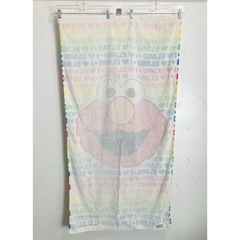 Sesame Street Love ELMO Bath Body Towel Busch Gardens Rainbow Hearts Face Large